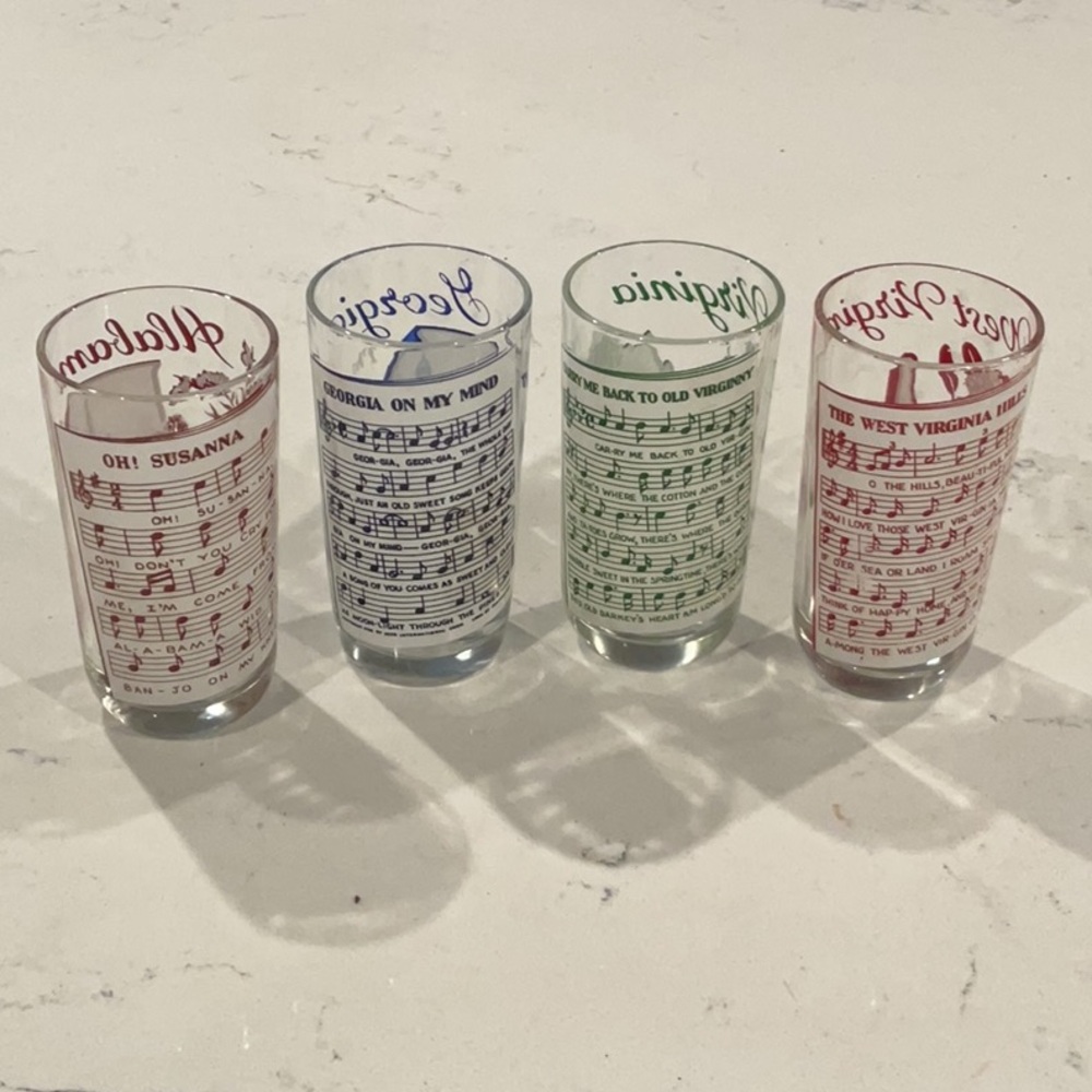 4- States Souvenir Sing-a-Song Glasses Alabama, Georgia,West Virginia & Virginia - Picture 2 of 9
